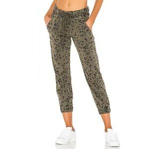 Bella Dahl Pant Jogger Olive Green Leopard Animal Print Womens Small